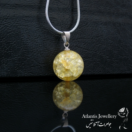 آویز سنگ کریستال کوارتز زرد  yellow crystal quartz