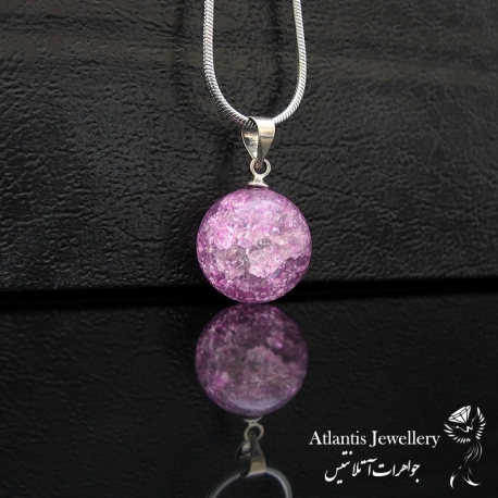 آویز سنگ کریستال کوارتز بنفش purple crystal quartz