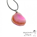 آویز پلاک عقیق صورتی Pink Agate