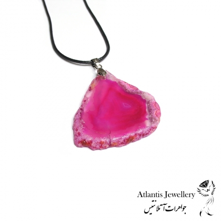 آویز پلاک عقیق صورتی Pink Agate