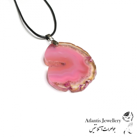 آویز پلاک عقیق صورتی Pink Agate