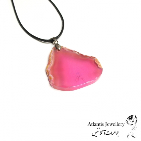 آویز پلاک عقیق صورتی Pink Agate