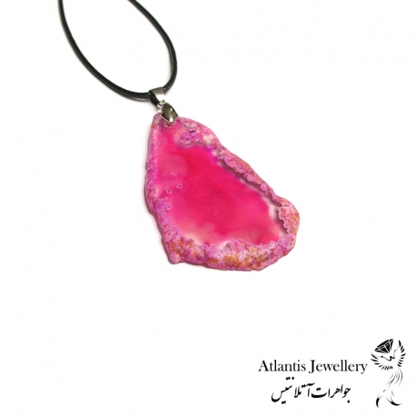 آویز پلاک عقیق صورتی Pink Agate