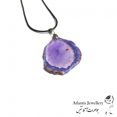 آویز پلاک عقیق بنفش Violet Agate