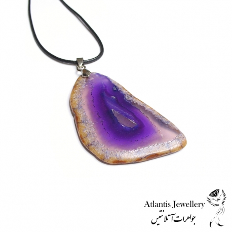 آویز پلاک عقیق بنفش Violet Agate