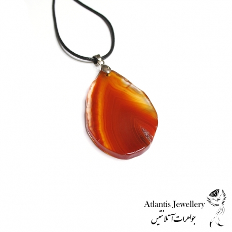 آویز پلاک عقیق کارنلیان Carnelian Agate