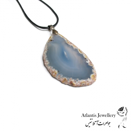 آویز پلاک عقیق آبی Blue Agate