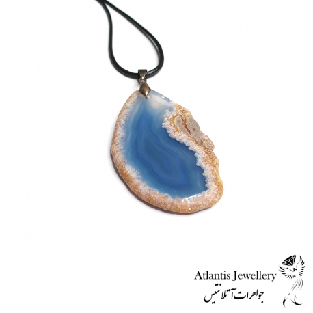 آویز پلاک عقیق آبی Blue Agate
