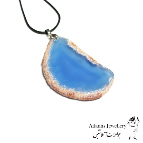 آویز پلاک عقیق آبی Blue Agate