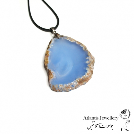 آویز پلاک عقیق آبی Blue Agate