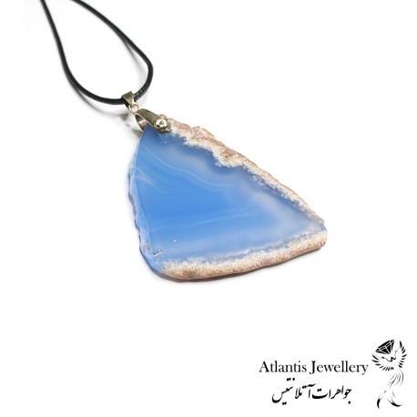 آویز پلاک عقیق آبی Blue Agate