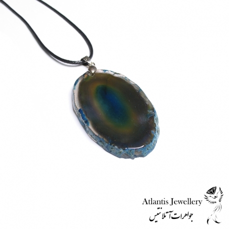 آویز پلاک عقیق آبی Blue Agate