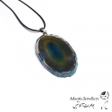 آویز پلاک عقیق آبی Blue Agate