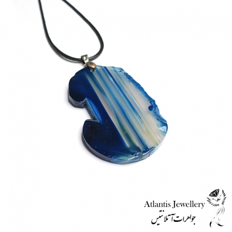آویز پلاک عقیق آبی Blue Agate