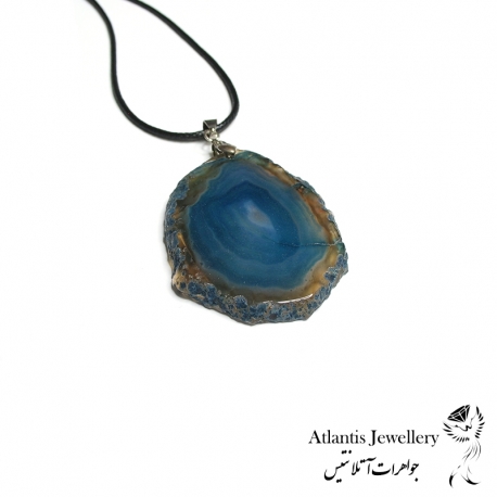 آویز پلاک عقیق آبی Blue Agate