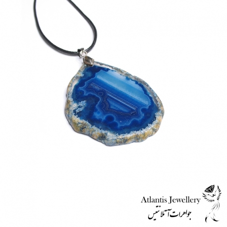 آویز پلاک عقیق آبی Blue Agate