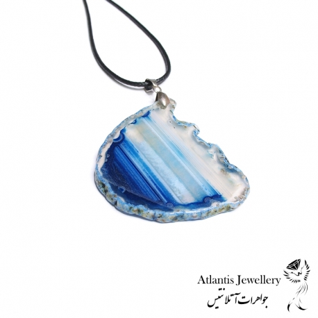 آویز پلاک عقیق آبی Blue Agate