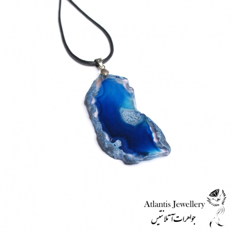 آویز پلاک عقیق آبی Blue Agate