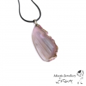 آویز پلاک عقیق صورتی Pink Agate