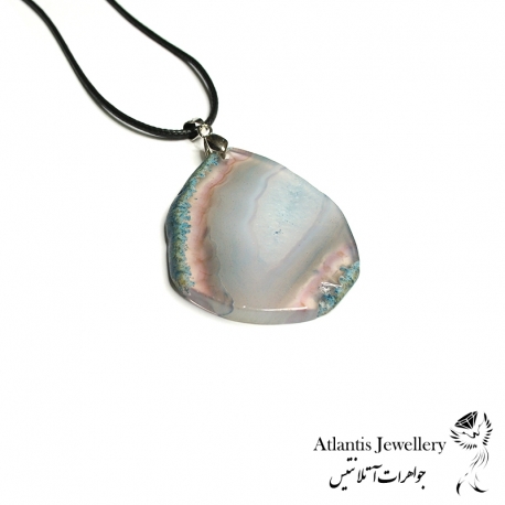 آویز پلاک عقیق آبی Blue Agate
