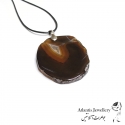 آویز پلاک عقیق قهوه ای Brown Agate