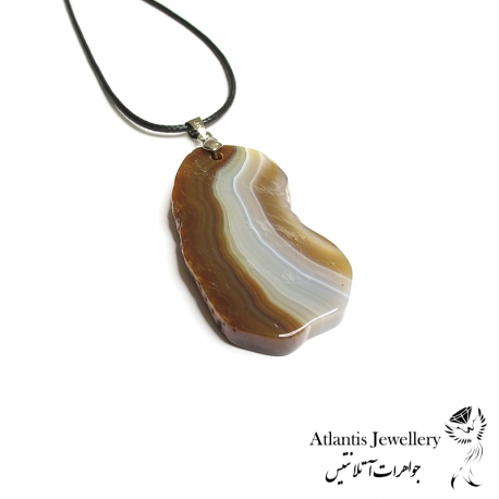 آویز پلاک عقیق قهوه ای Brown Agate