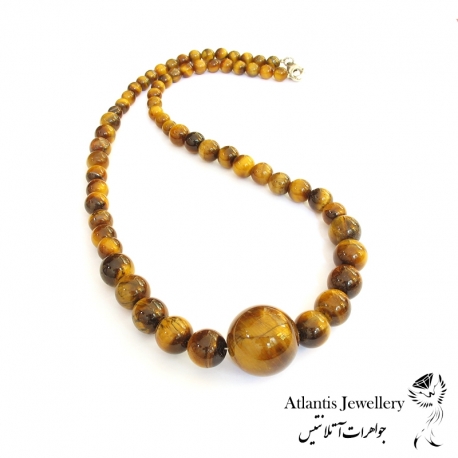 گردنبند مهره ای سنگ چشم ببر Tigers Eye