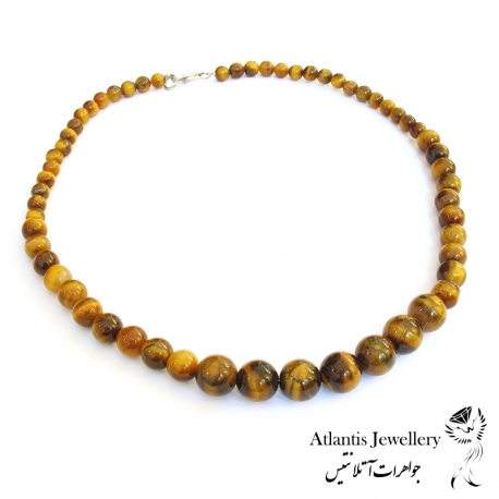 گردنبند مهره ای سنگ چشم ببر Tigers Eye