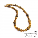 گردنبند مهره ای سنگ چشم ببر Tigers Eye