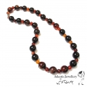 گردنبند مهره ای سنگ عقیق قهوه ای Brown Agate