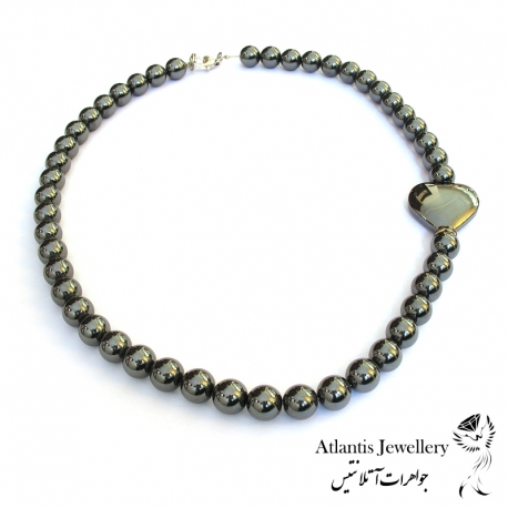 گردنبند مهره ای سنگ حدید Hematite