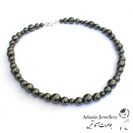 گردنبند مهره ای سنگ حدید Hematite