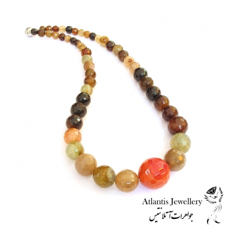 گردنبند مهره ای سنگ عقیق اژدها(هندی) Dragon agate