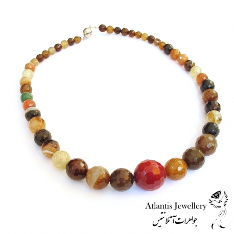 گردنبند مهره ای سنگ عقیق اژدها(هندی) Dragon agate